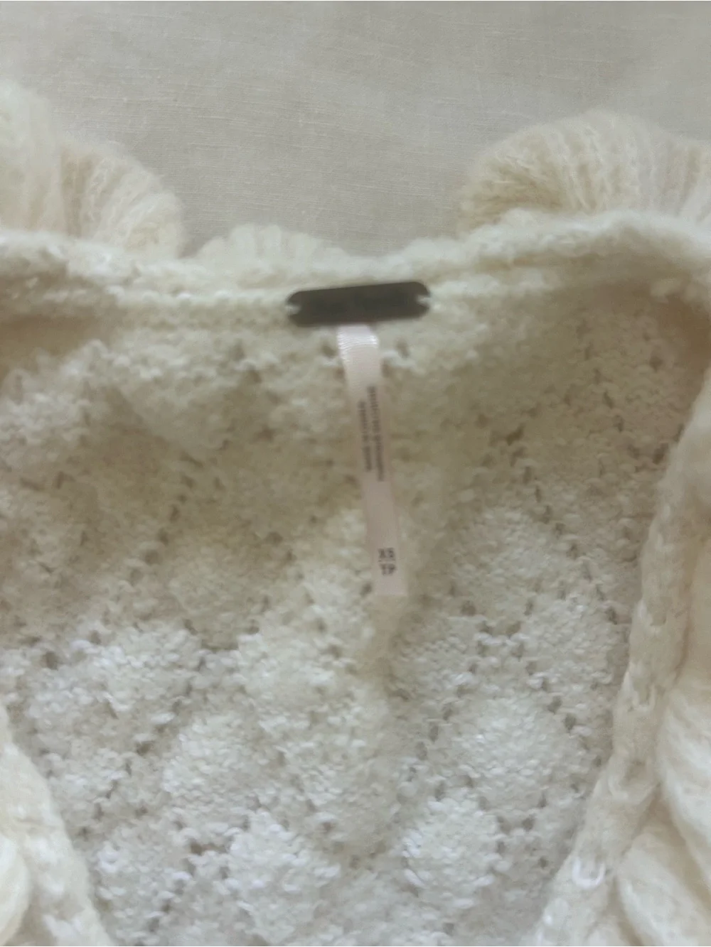 Free People Women’s Cream Ruffle-Trim Knit Sweater Vest